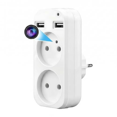 GiDaCom Multipresa SPIA con Telecamera WiFi e Microfono - Ciabatta Telecamera 4K/1080P occultata con Rilevazione Movimento e Registrazione Audio e Video, Controllo App 24/7 - Sorveglianza Discreta
