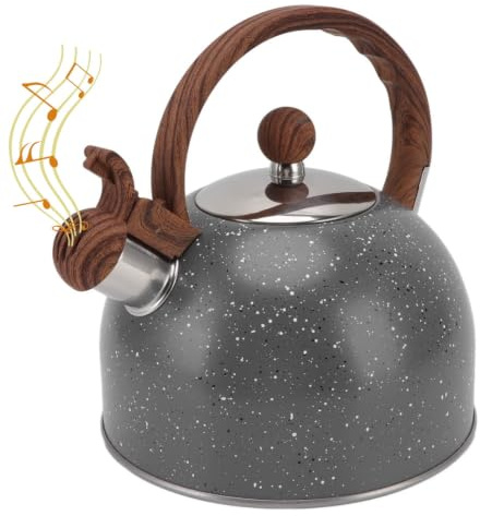 Baxnore Stainless Steel Whistling Kettle 2.5L Large Capacity Stovetop Teapot with Loud Clear Whistle Rustproof Water Boiling Pot for Home Kitchen Use (Grey)