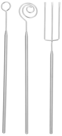 Milisten Set 3 Forchette per Fonduta in Acciaio Inox 3 Modelli (spirale, Tripla, Tonda) Kit per Immersione Cioccolato e Decorazioni Dolciumi Utensili Cucina per Preparazioni Dessert