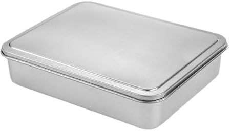 ULTECHNOVO Tortiera Coperchio in Acciaio Inox Teglia Antiaderente Rettangolare 33,5X28,5X6 CM Scatola per Tiramisù e Dolci da Forno
