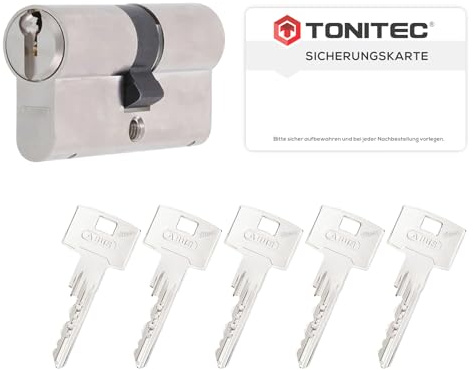 ABUS Vitess 1000 Schließzylinder verschiedenschließend Zylinderschloss mit Sicherungskarte und 5 Schlüssel Profilzylinder ToniTec Eigenprofil Größe 35/35