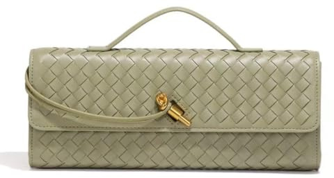 Hixingo Pochette Donna Elegante, Borsa da Sera a Busta per Matrimonio e Cerimonia, Borsetta a Mano Classica con Tracolla a Catena, Clutch per Invitata a Nozze (31x14x7cm,Verde salvia)