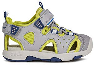 Geox B Sandal Multy Boy A, Sandali Bambini e ragazzi, Grigio/Verde (Grey/Lime Green), 22 EU