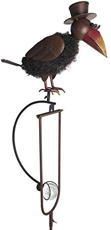 Mobile de Jardin à Balancier à Piquer Tuteur à Plantes Corbeau en Métal 11x38x149cm