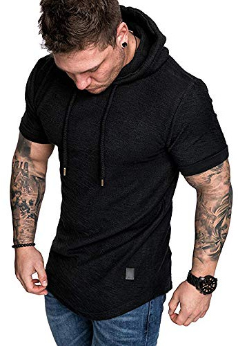 Lexiart Mens Fashion Hoodies Sport Pullover Solid Color Shirt Workout Lightweight Tops Black