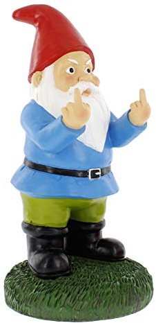 Gnometastic Mittelfinger Zwerg Statue Groß 31,8 cm hoch - Original Doppelvogel Gartenzwerg Statue Dekoration und Rasen Ornament - Outdoor Lustige Gartenzwerge Rasen Ornament