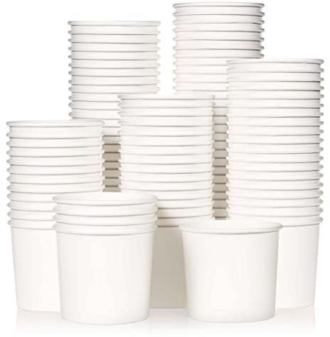 MATICAN Paper Ice Cream Cups - 100-Count 11-Oz Disposable Dessert Bowls for Hot or Cold Food, 11-Ounce Party Supplies Treat Cups for Sundae, Frozen Yogurt, Soup, White