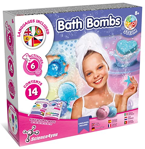 Science4you – Badebomben Selber Machen Set für Kinder ab 8 Jahren – Badekugeln Basteln Mädchen 6 7 8 9+ Jahren, 6 badewannenspielzeug Experimente - Bade bomben Geschenkset für Mädchen und Jungen