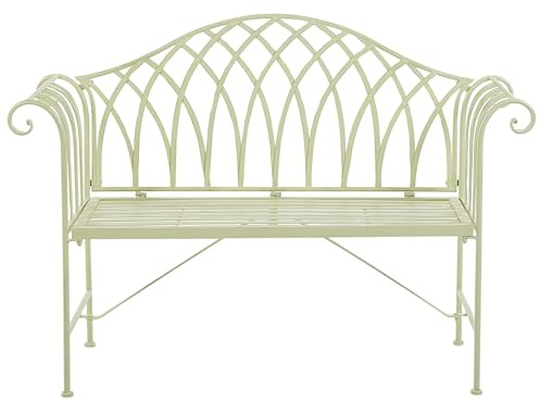 Beliani Gartenbank Metall Hellgrün 130 cm romantischer Stil Milazzo