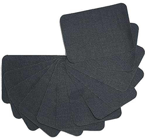 Harsgs 12PCS Fabric Iron on Patches Inside & Outside Strong Glue 100% Cotton Repair Patch for Clothes Pants Mending and Decorating, Dark Grey