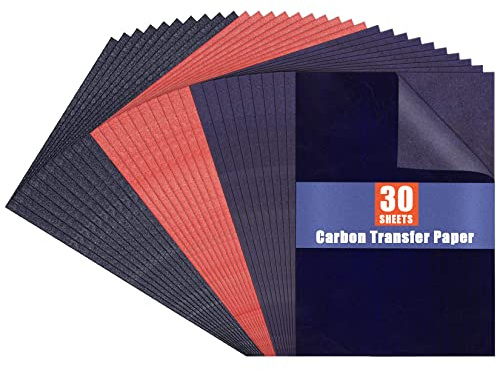 PSLER - Papel de carbono para rastrear papel de transferencia de grafito, 30 piezas de papel de grafito negro para rastrear patrones de dibujo en proyectos de madera, tela, tela, artista, letras