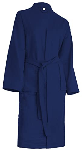 Brandsseller Bademantel Damen & Herren Baumwolle Unisex Leichter Morgenmantel Waffel-Pique
