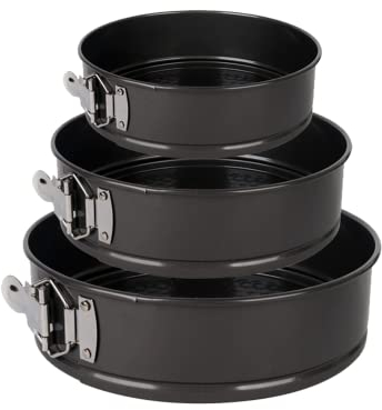 Springform-Set, antihaftbeschichtet, auslaufsicher, 3-teilig, Kuchenform für Käsekuchen, Etagen, Hochzeitstorten und mehr – abnehmbarer Boden, auslaufsichere Backformen-Sets (10,2 cm/17,8 cm/22,9 cm)