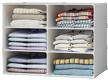 XOKOTAKI Estantería Modular, Organizador de Ropa para Armario, Estante para Habitación, Recibidor. Estantería de Almacenamiento para Hogar, Pasillo, Dormitorio. 6 Módulos.