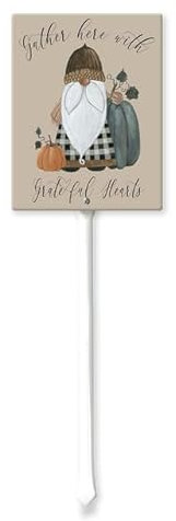 21.6 Aluminum Yard Stake Outdoor Fall Decor Rustic Garden Stake Autumn Yard Sign Gather Here With Grateful Hearts Lawn Ornaments for Porch Garden Home Patio Harvest Thanksgiving Halloween Decorations