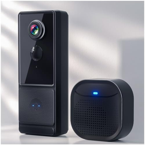 Campanello con Telecamera, Videocitofono 1080P con Rilevamento del Movimento, Campanello WiFi 5G con Visione Notturna, Monitoraggio Remoto, Suoneria Interna, Rilevamento PIR,