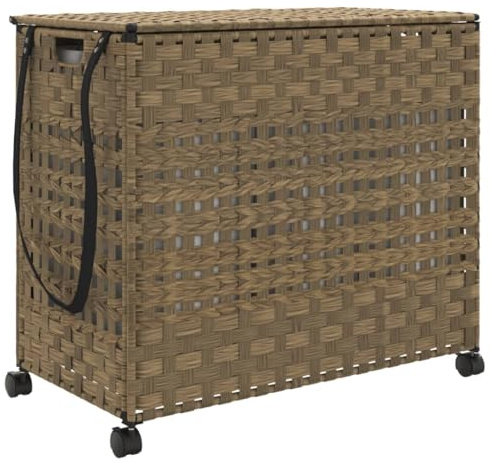vidaXL Wäschekorb mit Rollen 66x35x60 cm Rattan
