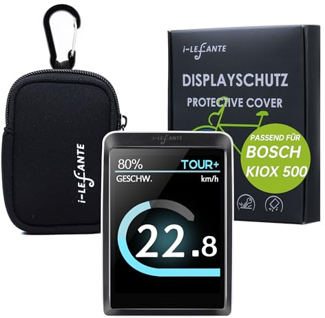i-LEFANTE Protective Display Case for Bosch Kiox 500 (BHU3700) with Neoprene Case, E-Bike Screen Protector, Transparent and Waterproof, Shock and Scratch Protection, Protective Cover Fit for Kiox 500