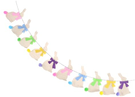 KOMBIUDA 2,9 Meter Osterbanner Banner in Hasenform Mit Bunter Schleife Wimpelgirlande Für Osterdekorationen Partygeschenke Foto-requisiten