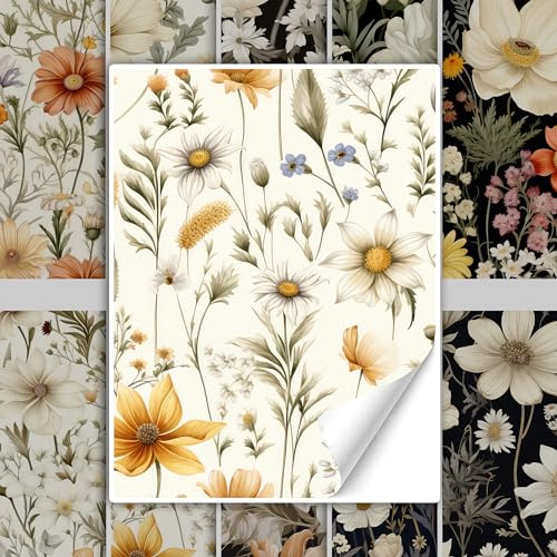 GRAZDesign Fliesenaufkleber Bad & Küche Vintage Blumen Muster, Klebefliesen selbstklebend - 20x25cm / 50 Stück