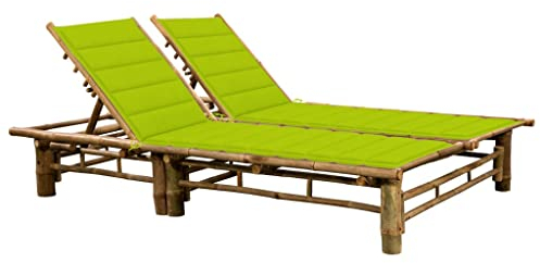 FUDUGEHMIOFWFJJ liegestuhl,liegestuhl Garten,saunaliege,2-Personen-Sonnenliege mit Auflagen BambusGeeignet für Garten, Pooldeck, Terrasse, Wohnzimmer