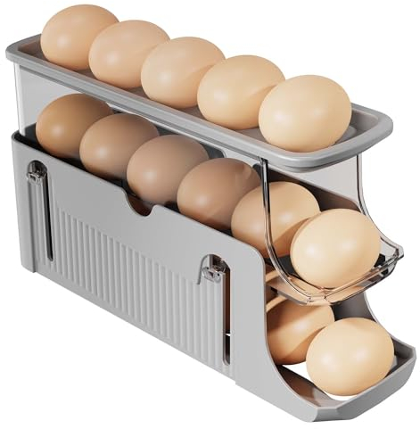 TABKSOLA Eierhalter Kühlschrank,Roll Eierbehalter,Automatischer Eierspender,Ausziehbares Eierbox,für 15-17 Eier Geeignet.