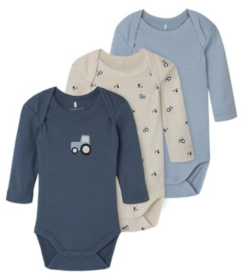 Name it baby herr Jet Stream Nbmbody 3P Ls Tractor Noos, Numeric_80 (förpackning med 3), Jet Stream, numeric_80