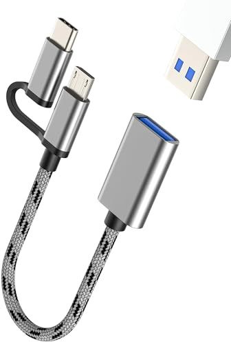 USB C Micro USB Stecker auf OTG 3.0 Buchse Adapter(2 in 1) USB-A Kabel Stick für Apple Thunderbolt MacBook Converter für iPad Android Handy Zubehör Kompatibel für Samsung für iPhone 15 Pro Max Plus