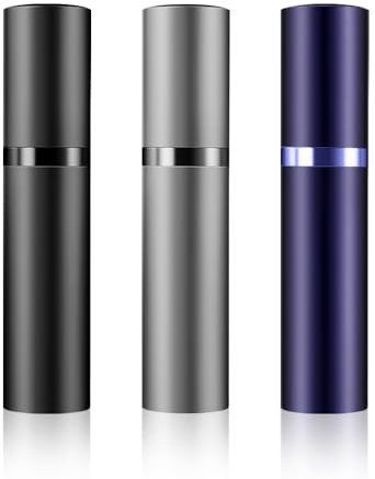 DIOHIO 5ml Perfume Atomizer Travel Refillable, 3PCS Perfume Travel Refillable Bottle,Bottom-Filling Fragrances Perfumes Bottle,Mini Cologne Dispenser,Portable Sprayer (Black-Grey-Purple
