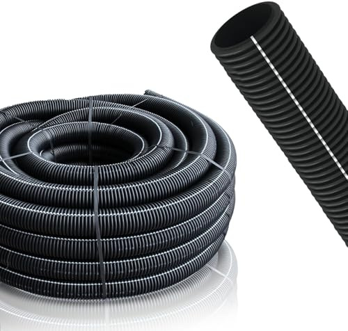 METEOFLEX Protect XL Leerrohr innen glatt 450N mit Muffe mit Einzughilfe M40 / M50 / M63 aus HDPE - Wellrohr für Erdreich, Erdverlegung, Außenbereich etc. (M40-25m)