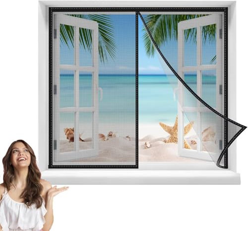 Magnetic Curtain for Magnetic 105x165cm Door Curtain Mosquito Net Made to Measure Door Anti Fly Curtain for Hallways, Doors Schwarz
