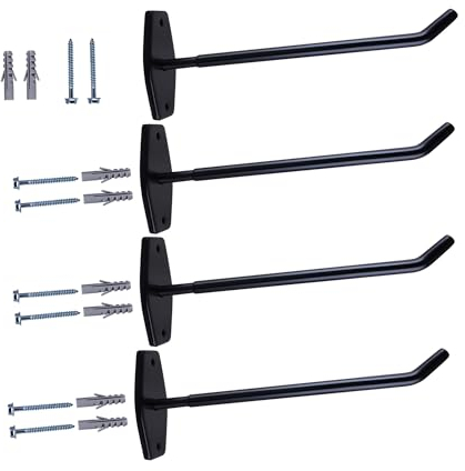 TIOMIOSEA Reifenhalter Wandhalterung, Wandhalter 4 Stück, Garagenhaken,Garage Wandmontage Set inkl. Schrauben & Dübel,Zum Organisieren von Garagen, Reifenrädern, Leitern und mehr(25.5 * 5 * 9cm)