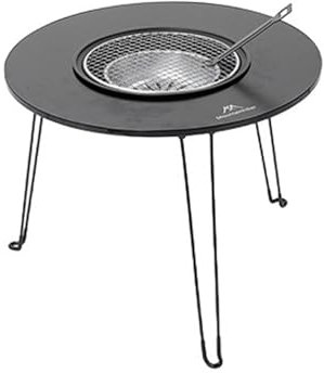 Solinder Poêle à bois de chauffage HotPot pour extérieur, barbecue au charbon de bois, barbecue, bouilloire à thé, table pliante ronde