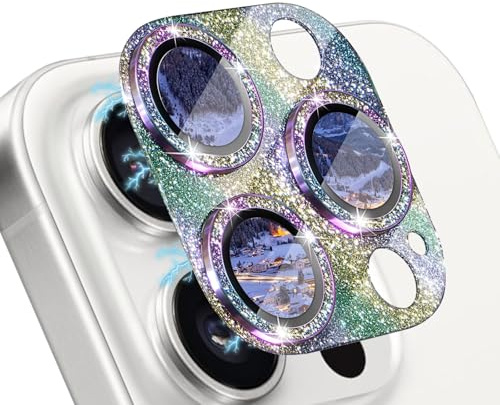 WoPail Glitzer Pellicola Protettiva Fotocamera per iPhone 16 Pro/16 Pro Max, Anello Bling 9H Protettore Vetro Temperato Fotocamera per iPhone 16 Pro/16 Pro Max Multicolor