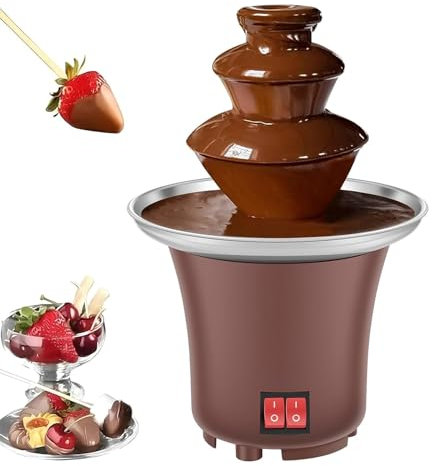 CHANGLKJ Chocolate Fountain, 3-Tier Chocolate Melting Fondue Set, 10oz Capacity and 40℃ Keep Warm Function, Removable Design and Easy To Clean, for Dip Strawberries, Apple Wedges, Nuts, Cookie
