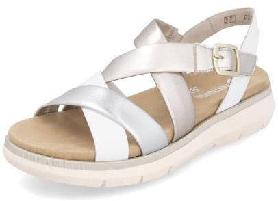 Remonte Damen Riemchensandalen D2K53, Frauen Sandalen,lose Einlage,Sommersandalen,flach,Sommerschuhe,Freizeitschuhe,offene Schuhe,metallic (91),37 EU