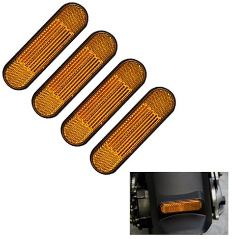 Batheidon Confezione da 4 Pezzi 96x24 mm Moto, Bicicletta, Scooter, Camion e Trattori - Riflettori Autoadesivi E4, Sicurezza Notturna e visibilità Migliorata