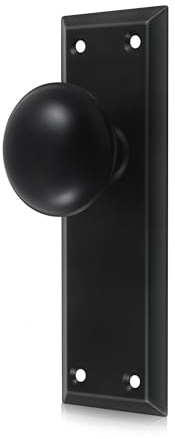 ToPToToo Dummy Door Knob Interior, Inactive Door Knobs for Closet, Antique Bifold Door Knobs Replacement, Single-Side Dummy Old Style Door Handle, Matte Black, 2 Pack