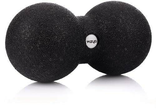 FIZYO Double Balle de Massage 24x12 cm – Boule Auto-Massage Fascia, Dos, Cou – Balle Lacrosse pour Soulagement Musculaire, Trigger Points, Physiothérapie et Récupération Sportive, Fitness (Noire)