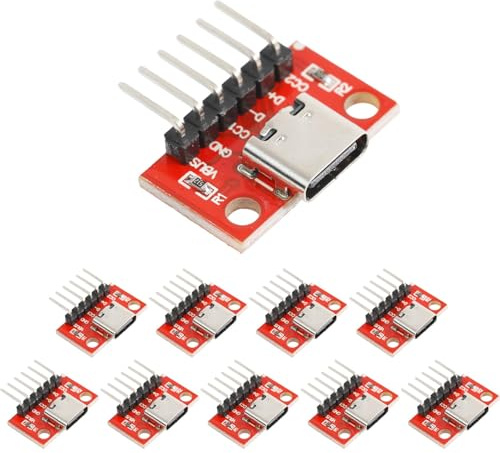 PENGLIN 10PCS USB Type-C Female Breakout Board Adapter with Pins, | USB3.1 Type C 6 Pins Socket Converter Board Connector PCB Test Board