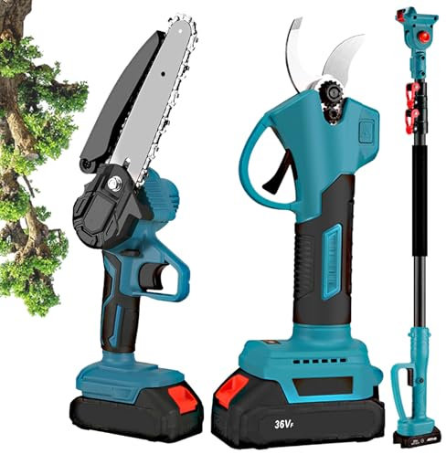 Akku-Gartenschere, Mit Ausziehbarem Griff, Schnittdurchmesser 40 Mm, 13,12 Ft Maximale Reichweite, Hochentaster-Set, Hochentaster, FüR äSte, Elektrische Gartenschere