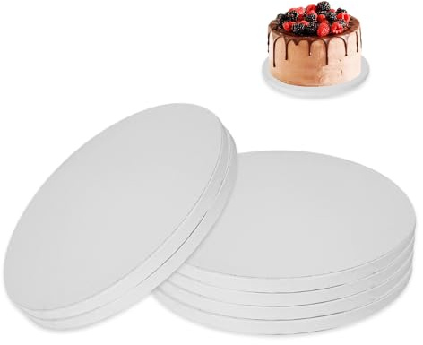 GIDWRIY 6 Stück Tortenplatte Pappe 12 MM X 8 Inch,Cake Board Rund,Tortenboden Weiß,Torten Platte Kuchenunterlage,Tortenpappe Tortenteller Wiederverwendbare,Cake Drum,Untersetzer Tortenunterlage