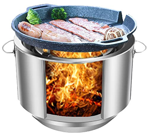 Mini Estufa de leña para Acampar con Soporte para Olla, Parrilla portátil de Acero Inoxidable, Ideal para mochileros, Senderismo, picnics y Cocina al Aire Libre.