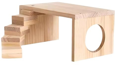 Hamsterleiter – Käfigbrücke aus Holz | Natürliches Kletterwandspielzeug | Kauzubehör mit Glockenrolle, Holzstäbchen für Rennmäuse, Chinchilla-Spielen