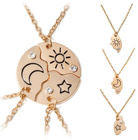 LHOEST Collares de la Amistad para 3 Cadenas Collares Niña Mujer Colgante