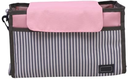 UTHCLO Kinderwagen-organizer-tasche für Kinderwagen Aufbewahrungstasche Rosa Gestreift Platz für Getränke Windeln Handy Spielzeug Babyartikel