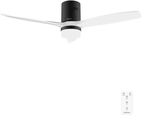 Cecotec Ventilador de Techo con Luz y Mando a Distancia de 52 EnergySilence Aero 5600 Classic Black&White. Motor DC 40W, 3 Aspas, Luz LED, Temporizador, 6 Velocidades, Modo Winter/Summer