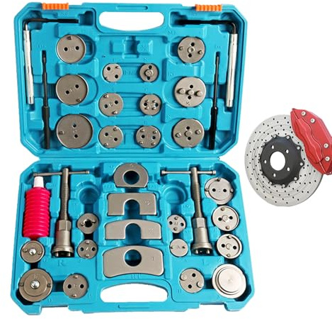 Appareil de compression - Repousse-piston de frein pour disques avec mallette de rangement - Kit d'outils de voiture, pour atelier, mécanicien, réparation à la maison