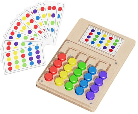 Farbsortierpuzzle, Schiebe-Matching-Spielbrett, 5,91 x 8,86 Zoll großes Lernspielzeug mit Soft-Glide-Design, stabiles Lernbrett, Farblogik-Puzzlespiel mit hellem Layout, Gehirnspielzeug für ältere
