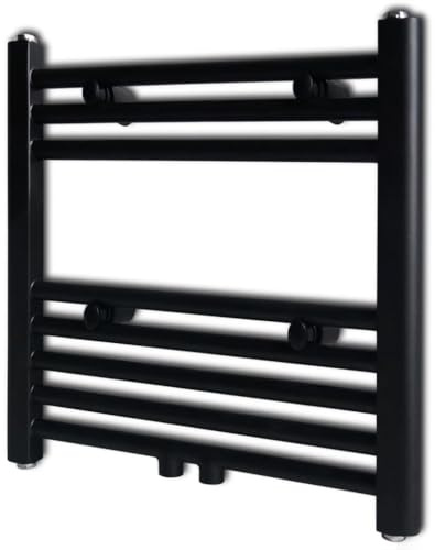 GeenYuu Radiador de toallas de agua caliente recta negro 480 x 480 mm radiador de acero con 8 tubos transversales ahorro de energía montaje en pared para baño, dormitorio, oficina